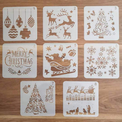 Skiennix Christmas Stencils - Reusable Plastic Craft Templates for Holiday DIY Decor | 5x5 Inch