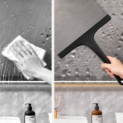 Silicone Shower Squeegee - Effortlessly Remove Water Spots from Glass & Tiles | 10 Inch, Black