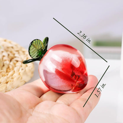 YWHL Handcrafted Glass Peach Figurine - Elegant Kitchen Decor & Crystal Art Collectible | Perfect for Home Office Tabletop