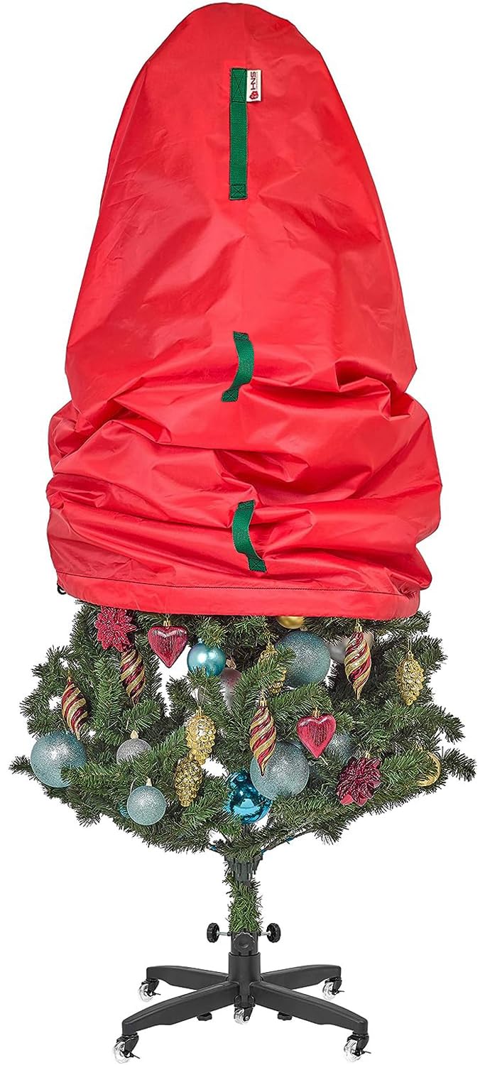 HOLDN’ STORAGE Upright 7 Ft Christmas Tree Storage Bag – Red, Dustproof & Easy-Use