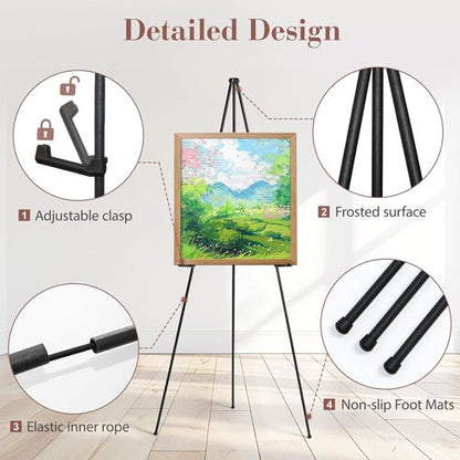 AZEAM 63" Portable Easel Stand - Adjustable Black Metal Display for Painting & Signs | 3 Pack
