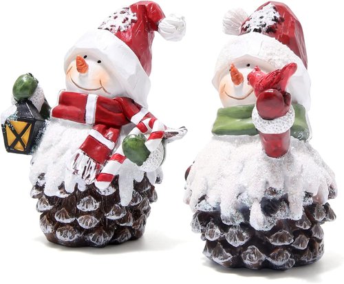 Hodao Handmade Resin Christmas Snowman Decorations - Adorable Indoor Winter Decor | Perfect Holiday Gifts for Family & Friends