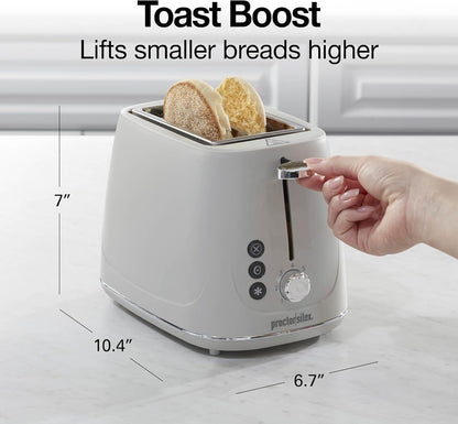 Proctor Silex 2-Slice Toaster - Bagel & Defrost Functions, 7 Browning Levels, Auto Shutoff, Oat White