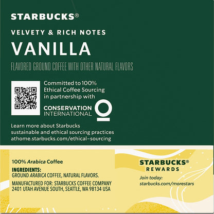 Starbucks Vanilla Flavored Coffee K-Cup Pods - Light Roast, 120 Count (12 Boxes)