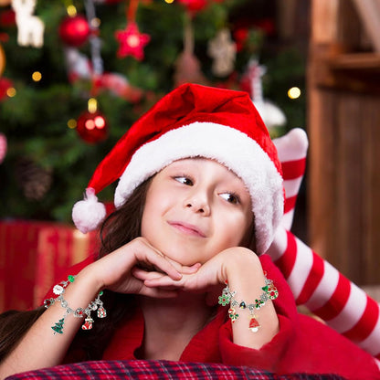 OuMuaMua Christmas Advent Calendar Bracelets - 24-Day DIY Jewelry Kit for Girls | 4 Bracelets & 44 Charms