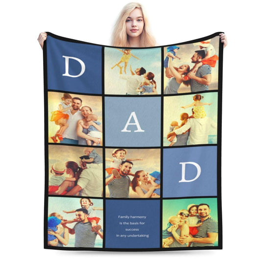 DYAGSIO Picture Blankets Customized, Custom Blanket with Photos Add Your Design Personalized Gifts for Dad Mom Daughter Son, 8 Photos Design2