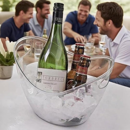 Clear Ice Bucket 2 Pack, 4L Acrylic Ice Buckets for Parties - Beverage Tub for Champagne, Beer, Wine Bottles, Large Drink Cooler Bin for Home or Commercial Use