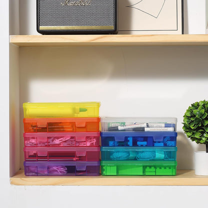 Novelinks Plastic Storage Bins - Mini Clear Organizing Containers with Lids | 9 Pack Medium Size