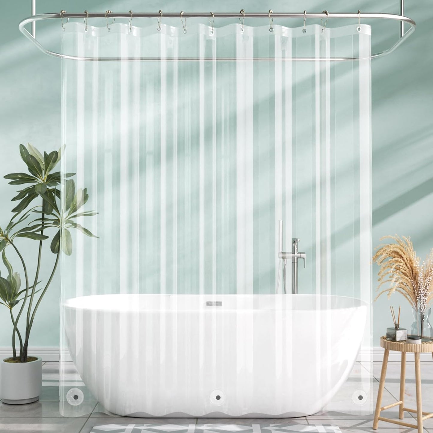 AmazerBath Shower Curtain Liner - Waterproof Clear PEVA with 3 Magnets & 12 Rustproof Grommets | 72x72 Inches