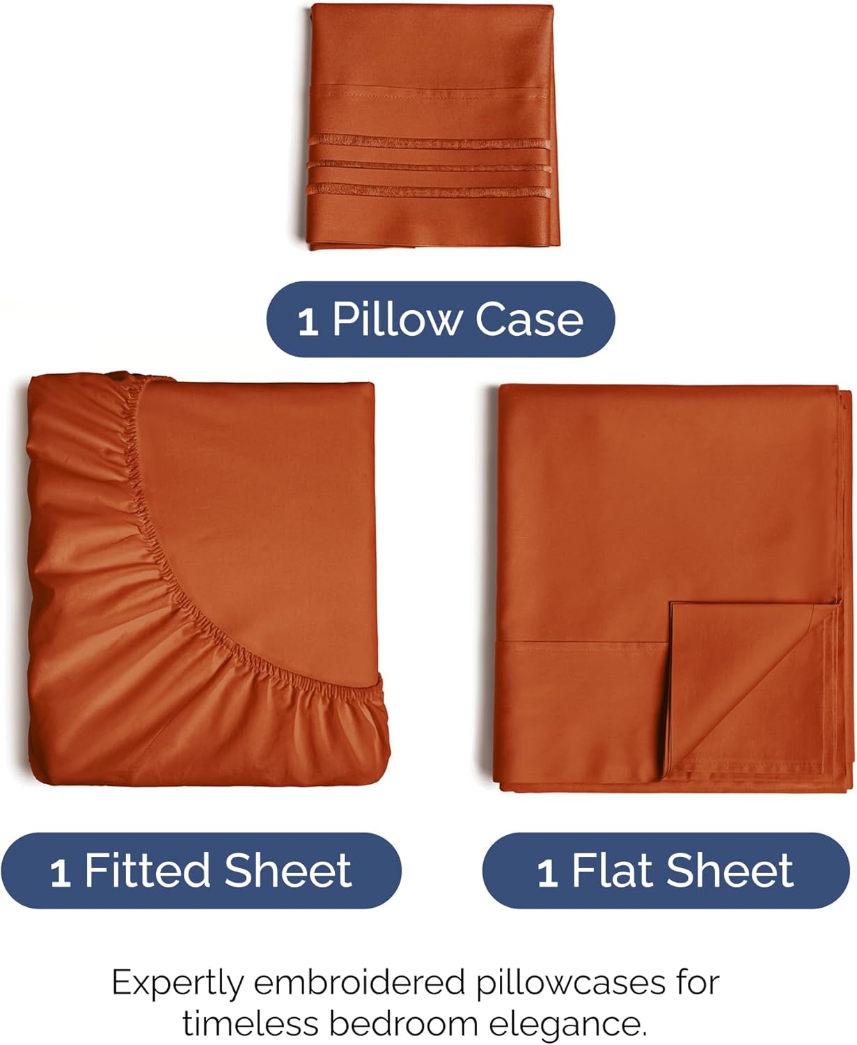 Skiennix Twin XL Sheet Set - Comfy Breathable Cooling Bedding - Luxury Hotel Quality - Deep Pockets, Soft, Wrinkle-Free - Oeko-Tex Certified - Terracotta