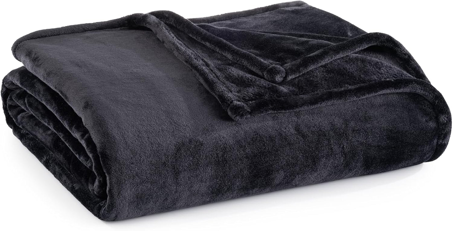 Skiennix Microfiber Fleece Blanket - Heavyweight Plush Warmth for Couch & Bed | 70in x 90in, Black