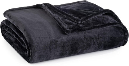 Skiennix Microfiber Fleece Blanket - Heavyweight Plush Warmth for Couch & Bed | 70in x 90in, Black