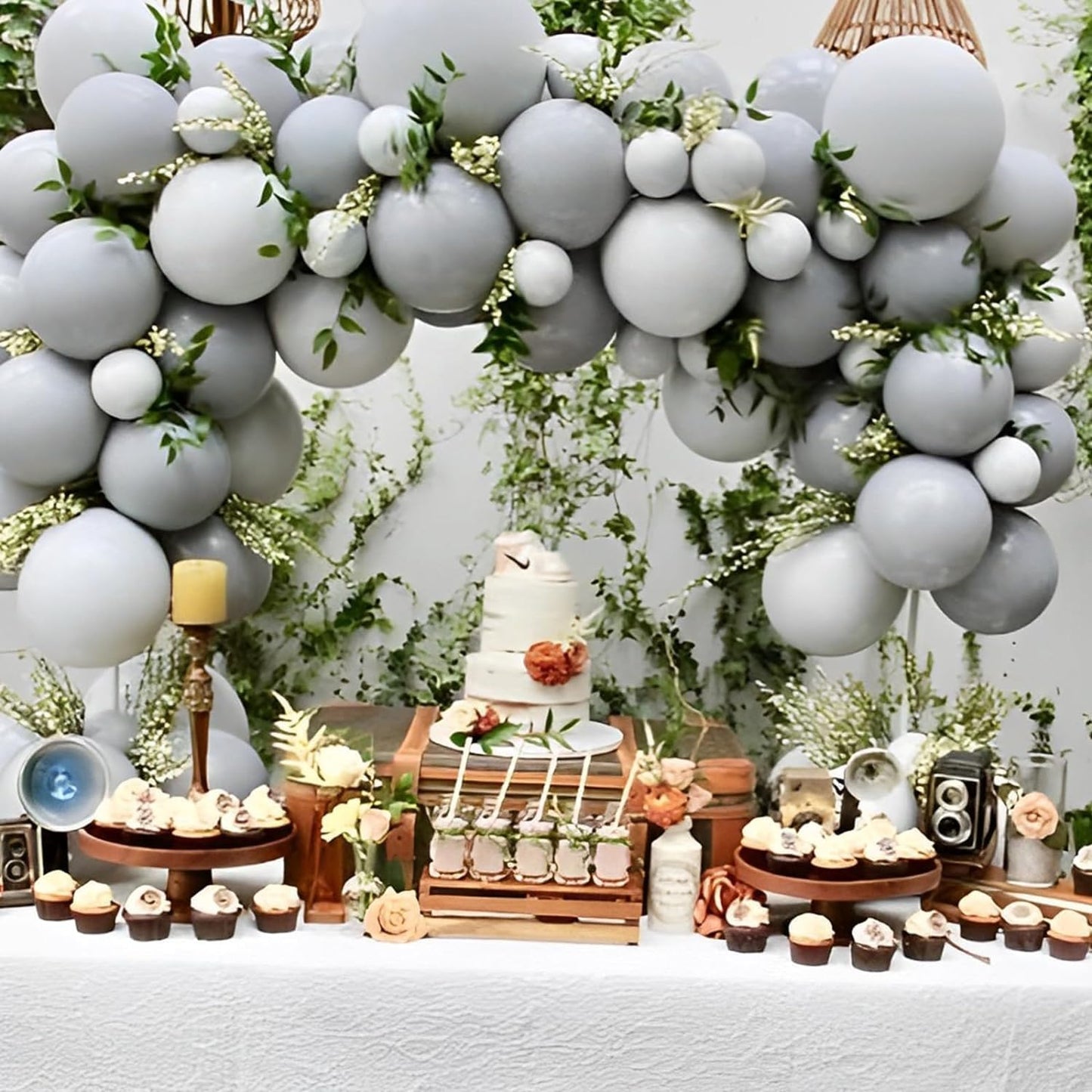 Voircoloria Gray Balloon Garland Arch Kit - 90 Pack in Pastel Grey | 18/12/10/5 Inch for Weddings, Graduations & More