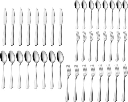 Regine Switzerland 40-Piece Stainless Steel Silverware Set - Service for 8 | Dishwasher Safe, Mirror Polished
