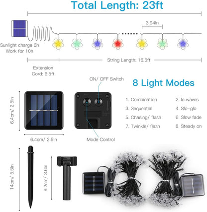Suddus Solar String Lights - 100 LED Flower Design | 2 Pack for Outdoor Decor, Garden & Patio