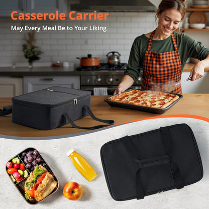 Skiennix Insulated Casserole Carrier - Versatile Tote for Hot or Cold Food | Fits 9"x13" Baking Dish, Black