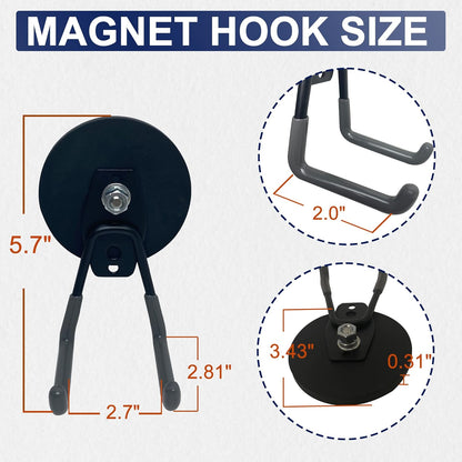 TSUYA Strong Magnetic Hooks - 45Lbs Heavy Duty Utility Hooks for Organizing Garage Tools | Indoor/Outdoor Use