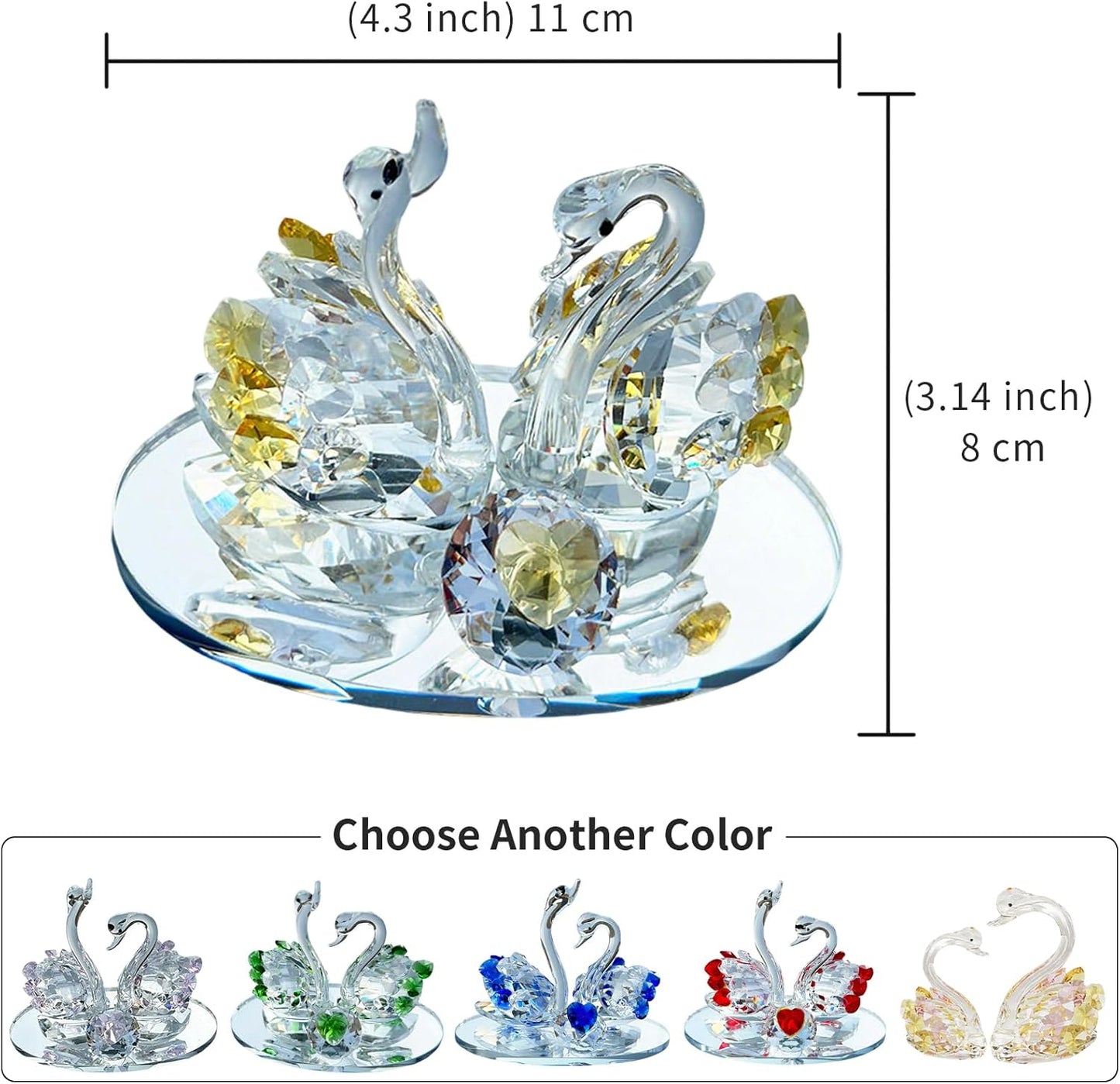 Skiennix Handcrafted Crystal Swan Figurine - Elegant Decorative Glass Collectible | Golden Accent for Home & Gifts