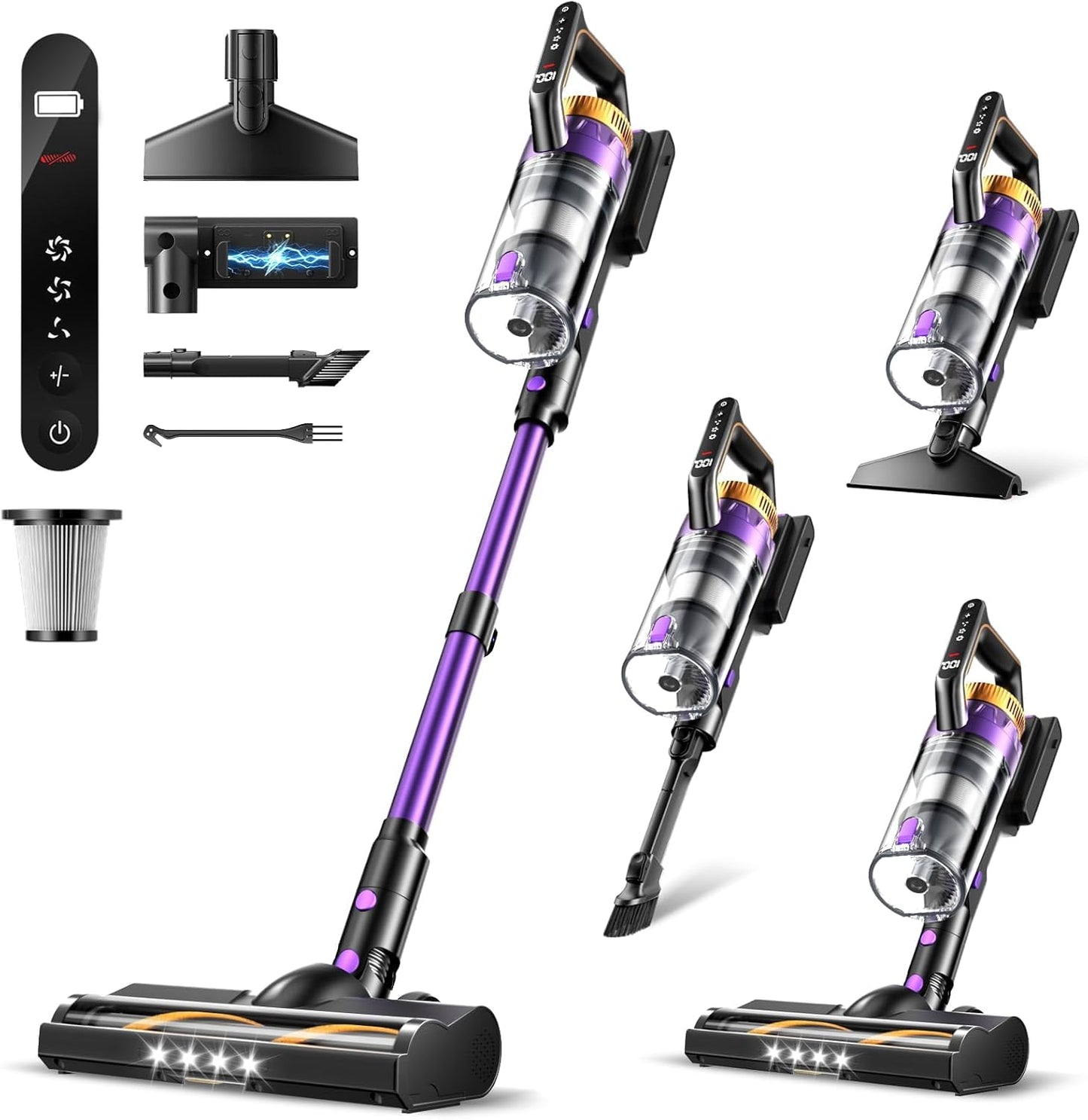 Skiennix Cordless Vacuum Cleaner - 580W Powerful Suction, 65 Min Runtime, Lightweight Stick for Pet Hair & Hard Floors