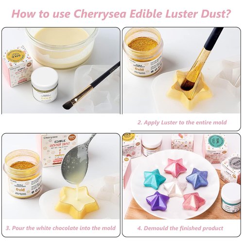 Cherrysea Edible Luster Dust - Rose Gold 10 Grams | Tasteless Food-Grade Cake Dust for Baking