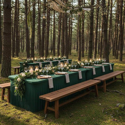 4 Pack 6ft Hunter Green Spandex Tablecloths - Fitted 72 Inch Table Cover, Wrinkle-Resistant