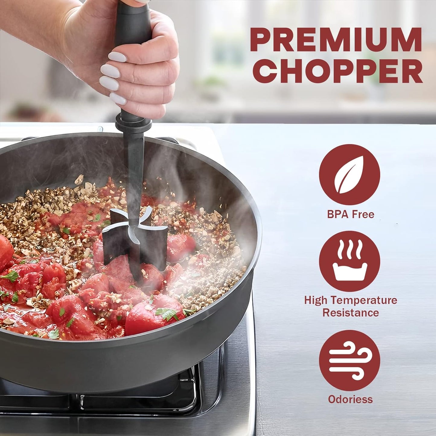 Skiennix Meat Chopper - Efficient Black Kitchen Tool with 46oz Blue Bacon Grease Container