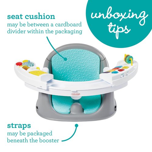 Infantino Music & Lights 3-in-1 Discovery Seat & Booster, Interactive Toddler Seat for Dining Table or Kitchen Chair, Baby Activity Center & Snack Tray, 20 Sounds & Songs, Lightweight Baby Essentials