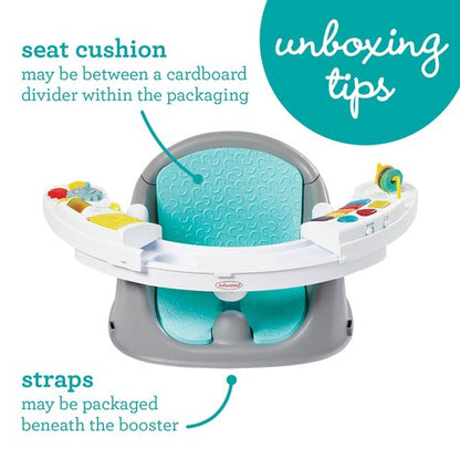 Infantino Music & Lights 3-in-1 Discovery Seat & Booster, Interactive Toddler Seat for Dining Table or Kitchen Chair, Baby Activity Center & Snack Tray, 20 Sounds & Songs, Lightweight Baby Essentials