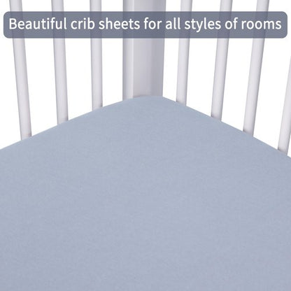 GUNTAIL Crib Sheets for Boys Girls,100% Cotton Fitted Crib Sheet 2 Pack for Standard Crib and Toddler Mattress, Super Soft Breathable Baby Sheet 28x52x8in (White & Gray)