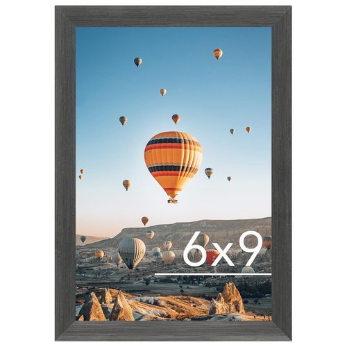 JCJMY 6x9 Picture Frame Silver Gray for Wall Hanging or Tabletop, Wall Mounting Horizontally or Vertically, 6 x 9 Wall Gallery Poster Photo Frame with Shatter Resistant Plexiglass, Silver Gray
