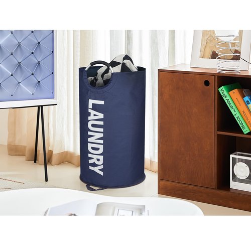 Maxsilan 125L X-Large Laundry Basket, Freestanding Tall Clothes Hamper, Collapsible Laundry Bag, Dark Blue
