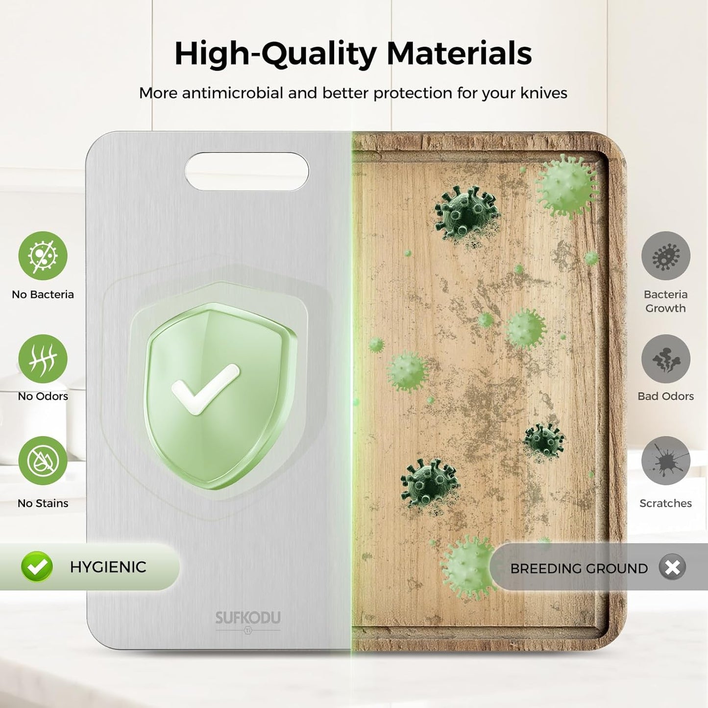 Titanium Cutting Board Set by [Brand Name] - 3 Double-Sided Boards for Raw & Cooked Food | Non-Toxic, Dishwasher Safe