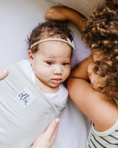 The Ollie Swaddle - Helps to Reduce The Moro (Startle) Reflex - Made from a Custom Designed Moisture-Wicking Material (Stone)