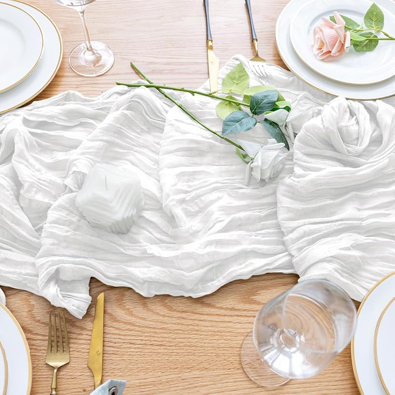 Ivory Cheesecloth Table Runner 10ft - Boho Gauze 6 Pack (Variation: Ivory+6 Pack)