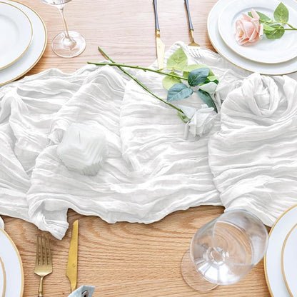 Ivory Cheesecloth Table Runner 10ft - Boho Gauze 6 Pack (Variation: Ivory+6 Pack)