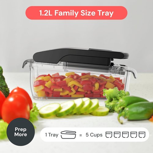 Fullstar Vegetable Chopper - 4-in-1 Food Chopper and Spiralizer with Container | Clear Kitchen Essential