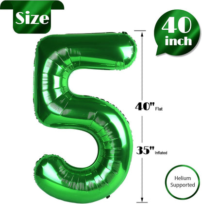 Number 5 Balloon by [Brand Name] - 40 Inch Dark Green Giant Foil Balloon for 5th Birthday Party Decorations