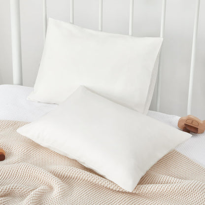 TILLYOU Toddler Pillowcase 2 Pack with Envelope Closure,13" x 18" Silky Soft Microfiber Travel Kids Pillow Cases for Boys and Girls,Pure White