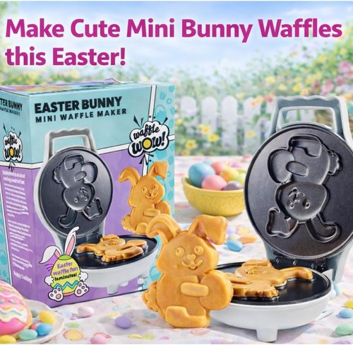 Easter Bunny Mini Waffle Maker - Create Fun Animal-Shaped Waffles & Pancakes | 4-Inch Waffler Iron for Kids & Adults