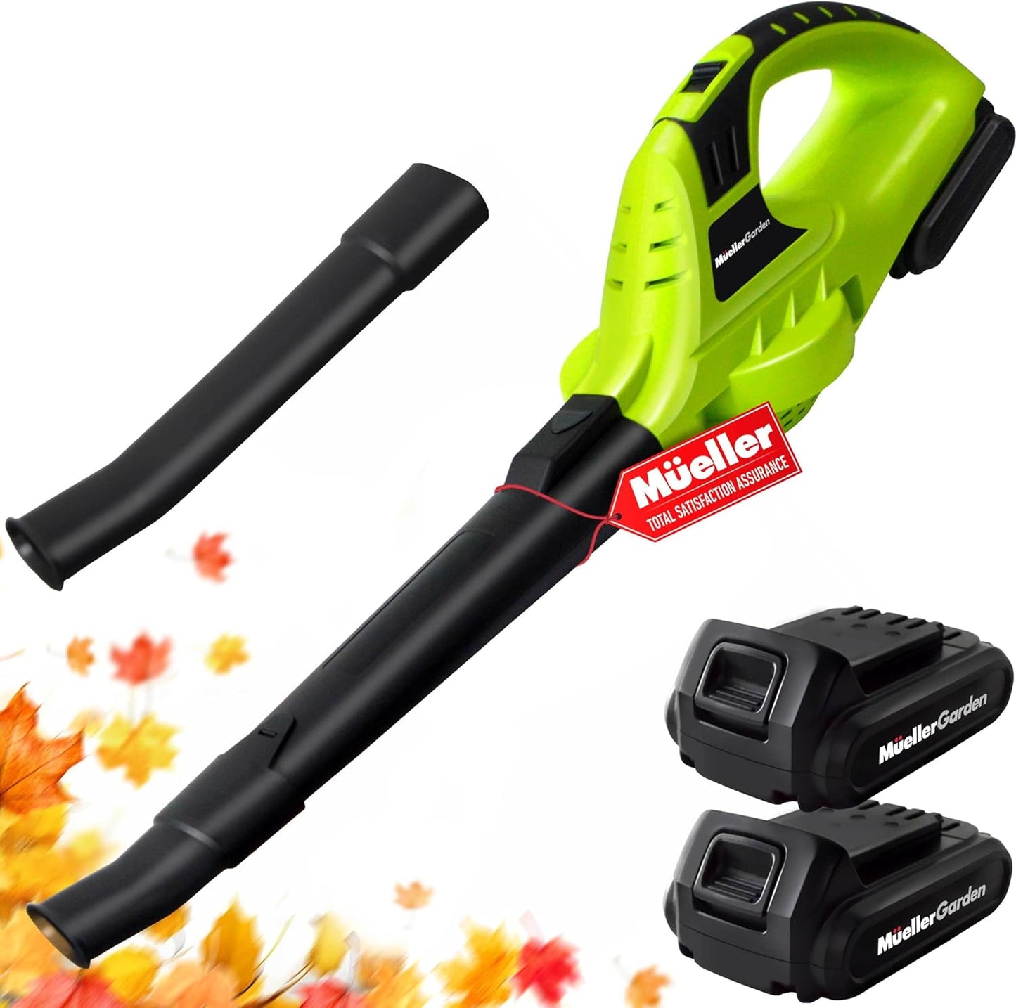 Mueller UltraStorm Cordless Electric Leaf Blower - 140 MPH Power, 2 Batteries & Charger, Lightweight Design