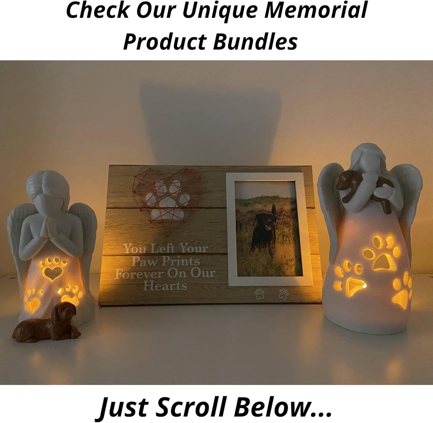 OakiWay Dog Memorial Gifts - Angel Candle Holder Statue with Flickering LED Light | Pet Loss Sympathy Gift for Dog Lovers