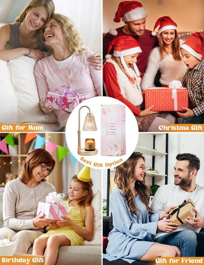 Innqoo Champagne Gold Candle Warmer Lamp with Timer, Dimmable Candle Warmer for Home Decor, Height Adjustable Candle Lamp for Jar Candles, Birthday Gifts for Women Mom, House Warming Gifts New Home