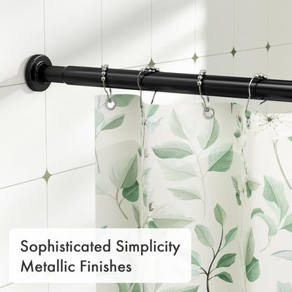 AmazerBath Spring Tension Shower Curtain Rod, 31-75 Inches Heavy Duty Tension Rod Rust Proof Bathroom Curtain Rod, Adjustable No Drill Easy Segmented Installation, Black