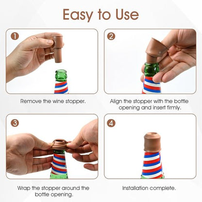 8PCS Silicone Wine Stopper for Wine Bottles, Reusable Sparkling Wine & Champagne Stopper, Double Seal Design to Keep Wine Fresh, Fits Most Bottles, 4 Colors (Grey, Red, Brown, Black)