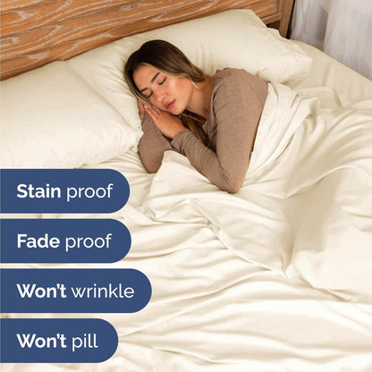 Skiennix Twin Size 3 Piece Sheet Set - Comfy, Breathable & Cooling Bedding - Ultra-Soft, Deep Pockets, Off White