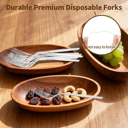 Skiennix 180 Count Heavy Duty Clear Plastic Forks - Durable, BPA-Free & Heat Resistant Utensils for Events