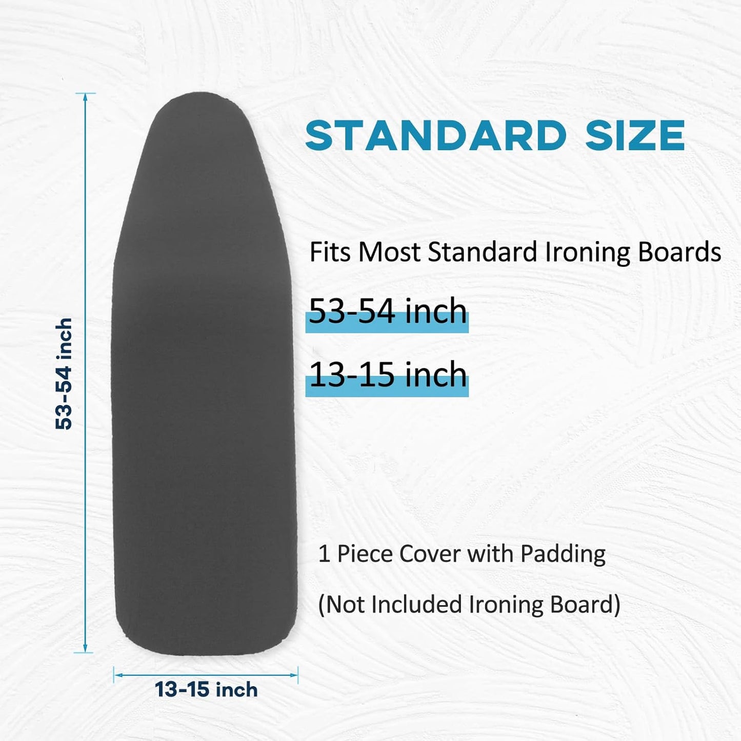 RAINHOL Iron Board Cover - Extra Thick, Scorch & Stain Resistant, Elastic Edge | Standard Size 15"x54", Black