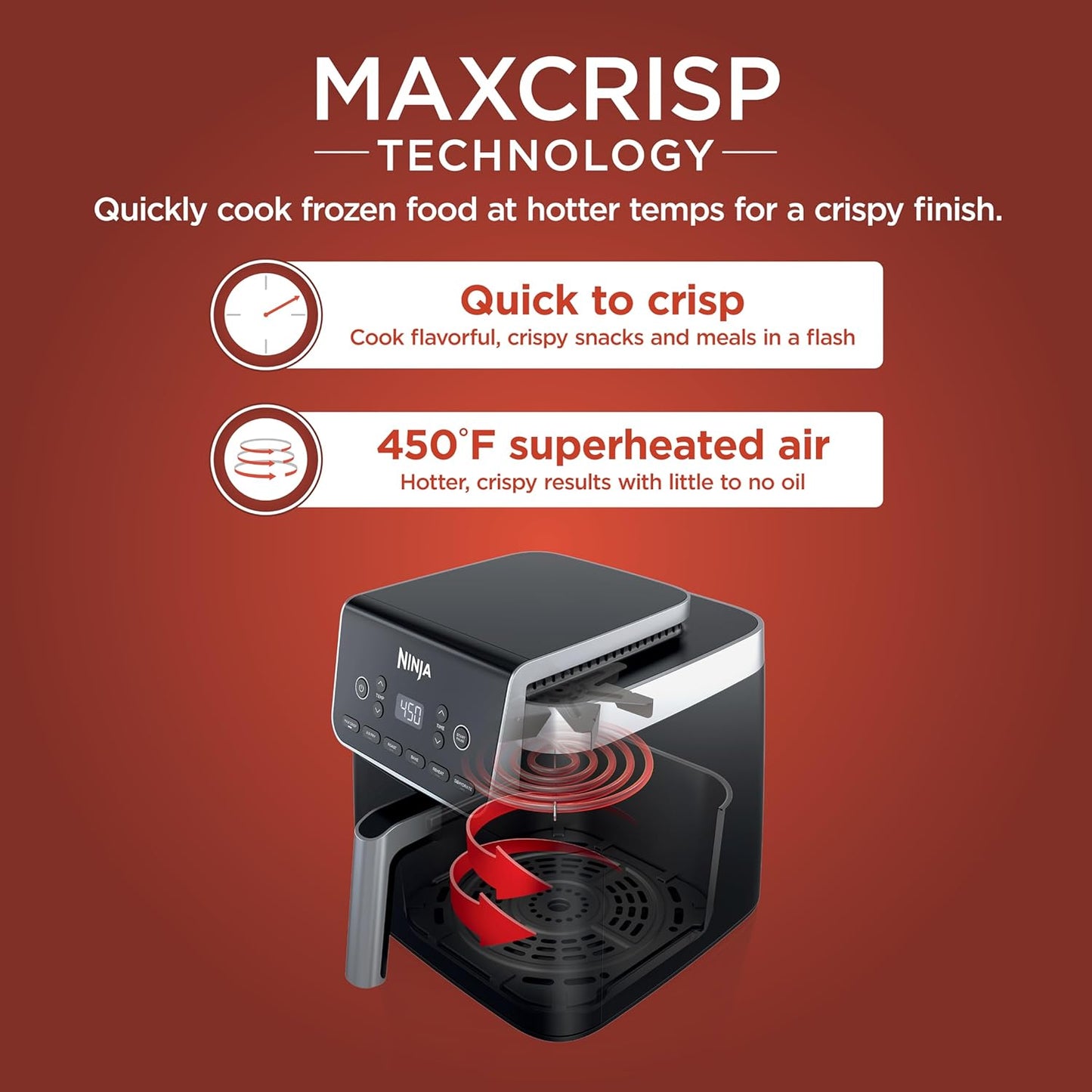 Ninja XL Air Fryer - 6.5 QT Capacity | 6-in-1 Cooking Functions | Nonstick Basket & Recipe Guide | Grey | AF181