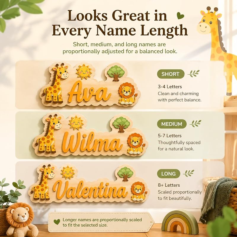 Personalized Wooden Nursery Name Sign for Door & Wall