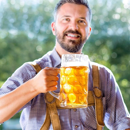 2 Pack 40 oz Glass Beer Mugs with Handles – Freezer Safe Stein Glassware